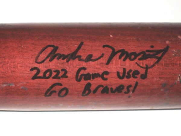 Andrew Moritz 2022 Mississippi Braves Game Used & Signed Old Hickory Maple Baseball Bat - CRACKED