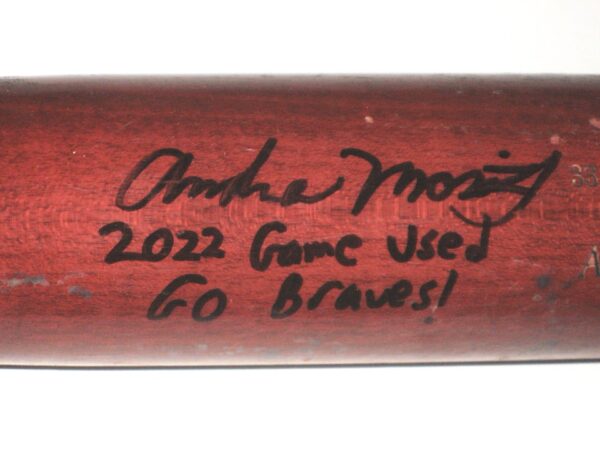 Andrew Moritz 2022 Mississippi Braves Game Used & Signed Old Hickory Maple Baseball Bat - CRACKED