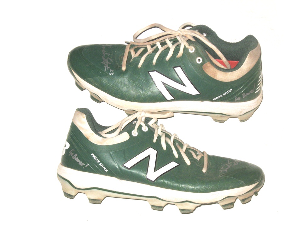 Landon Stephens Augusta Game Worn & Signed Green & White New Baseball Cleats - Big Dawg Possessions