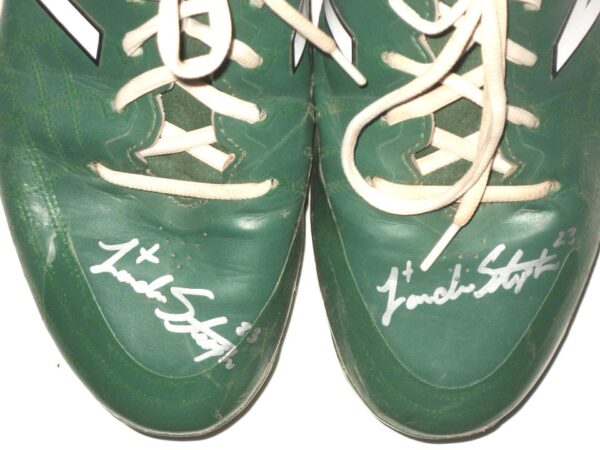 Landon Stephens Augusta GreenJackets Game Worn & Signed Green & White New Balance Baseball Cleats