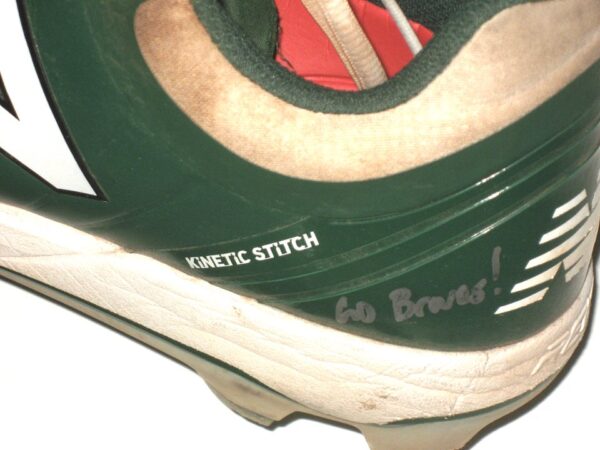 Landon Stephens Augusta GreenJackets Game Worn & Signed Green & White New Balance Baseball Cleats