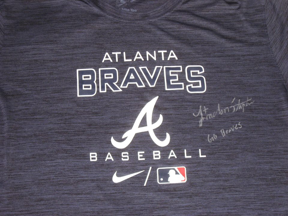 Landon Stephens Practice Worn & Signed Official Atlanta Braves Baseball  Nike Dri-Fit XL Shirt