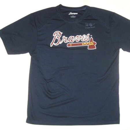 Riley Delgado 2022 Game Worn & Signed Blue Atlanta Braves Paragon Shirt