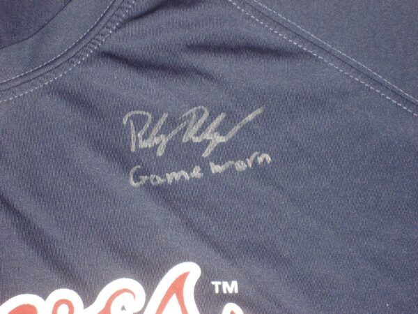 Riley Delgado 2022 Game Worn & Signed Blue Atlanta Braves Paragon Shirt