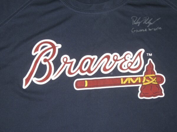 Riley Delgado 2022 Game Worn & Signed Blue Atlanta Braves Paragon Shirt