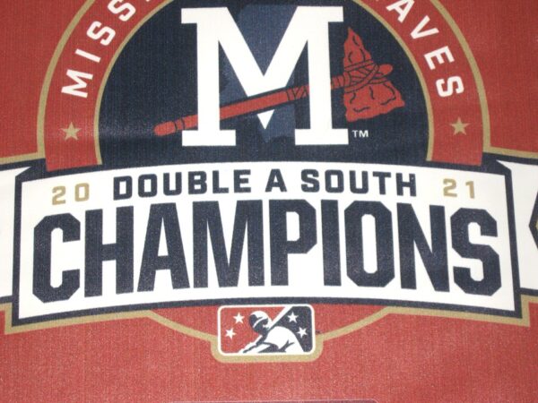 Riley Delgado Team Issued & Signed 2021 Mississippi Braves Double A South Champions Seat Cushion
