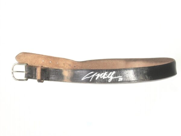 Cody Milligan 2022 Mississippi Braves Game Used & Autographed Black Leather Belt