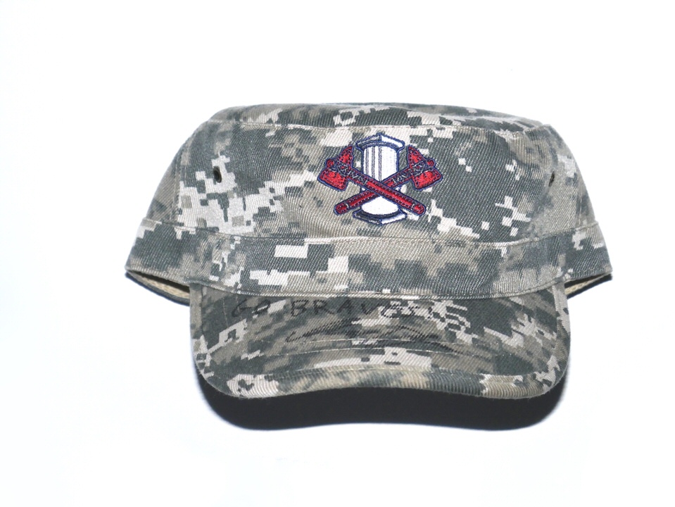 Indigo Diaz Team Issued & Signed GO BRAVES! Official Camo Rome