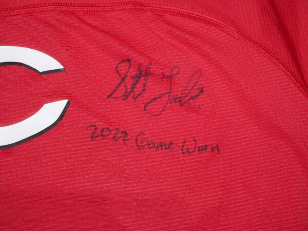 Stuart Fairchild 2022 Game Worn & Signed Official Cincinnati Reds Nike Pro Shirt1