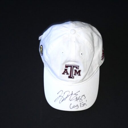 Tony Jerod-Eddie Team Issued & Signed Gig Em! Official White Texas A&M Aggies Adidas Hat