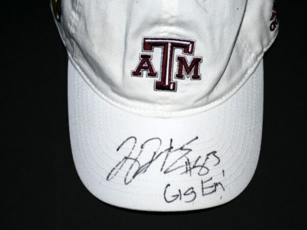 Tony Jerod-Eddie Team Issued & Signed Gig Em! Official White Texas A&M Aggies Adidas Hat