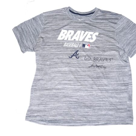 Indigo Diaz 2022 Practice Worn & Signed Official Atlanta Braves Baseball Nike Dri-Fit XXL Shirt