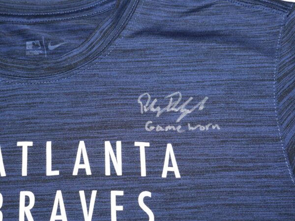 Riley Delgado 2022 Game Worn & Signed Blue Atlanta Braves Baseball Nike Dri-Fit Shirt