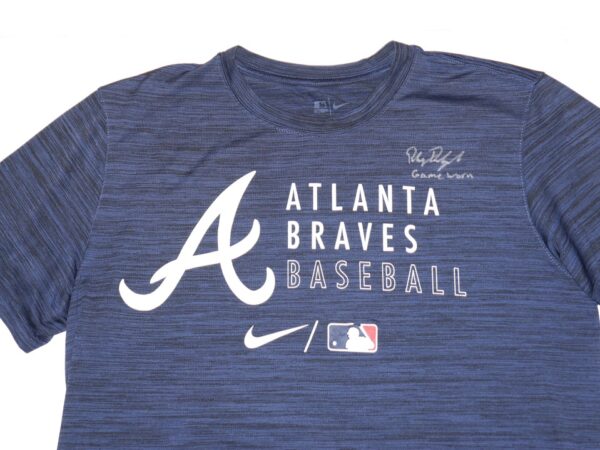 Riley Delgado 2022 Game Worn & Signed Blue Atlanta Braves Baseball Nike Dri-Fit Shirt