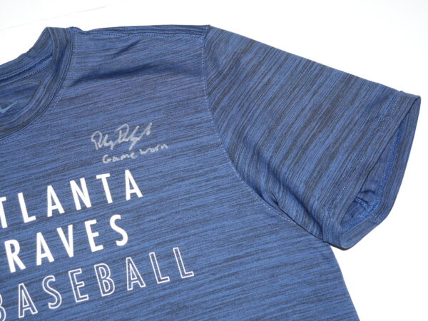 Riley Delgado 2022 Game Worn & Signed Blue Atlanta Braves Baseball Nike Dri-Fit Shirt