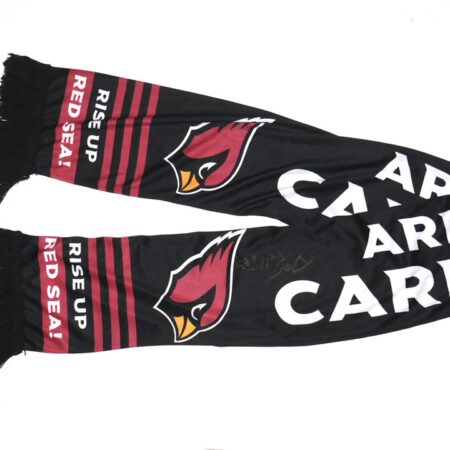Darren Fells Team Issued and Signed Official Black & Red Arizona Cardinals Rise Up Red Sea! Scarf
