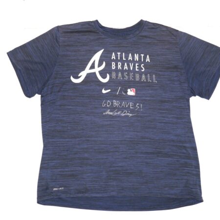 Indigo Diaz 2022 Practice Worn & Signed Official Blue Atlanta Braves Baseball Nike Dri-Fit XXL Shirt