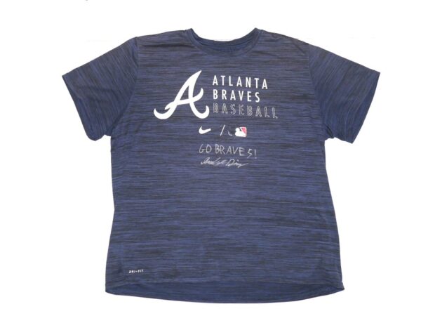 Indigo Diaz 2022 Practice Worn & Signed Official Blue Atlanta Braves Baseball Nike Dri-Fit XXL Shirt