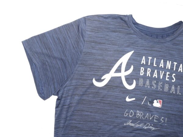 Indigo Diaz 2022 Practice Worn & Signed Official Blue Atlanta Braves Baseball Nike Dri-Fit XXL Shirt