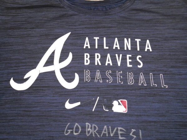 Indigo Diaz 2022 Practice Worn & Signed Official Blue Atlanta Braves Baseball Nike Dri-Fit XXL Shirt