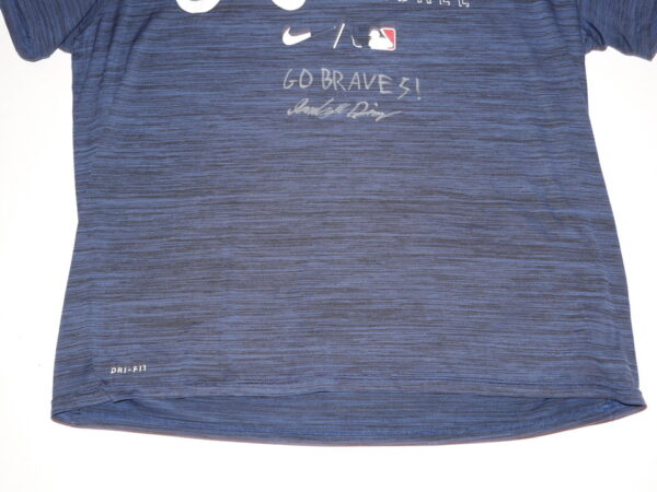 Indigo Diaz 2022 Practice Worn & Signed Official Blue Atlanta Braves Baseball Nike Dri-Fit XXL Shirt