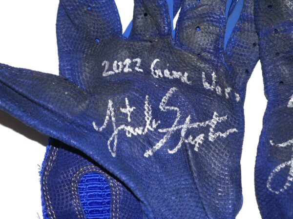 Landon Stephens 2022 Rome Braves Game Worn & Signed Blue Franklin Batting Gloves