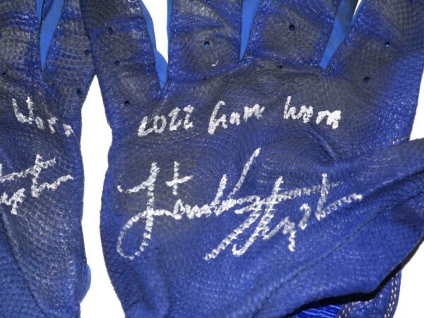 Landon Stephens 2022 Rome Braves Game Worn & Signed Blue Franklin Batting Gloves