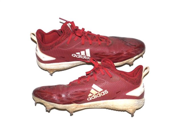 Landon Stephens 2022 Rome Braves Game Worn & Signed Red & White Adidas Adizero Baseball Cleats