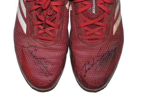 Landon Stephens 2022 Rome Braves Game Worn & Signed Red & White Adidas Adizero Baseball Cleats