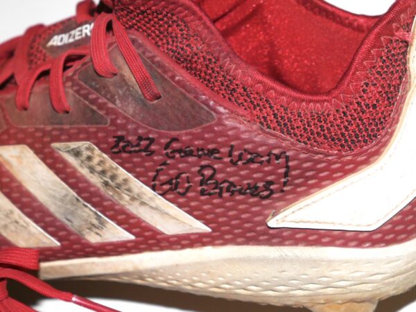 Landon Stephens 2022 Rome Braves Game Worn & Signed Red & White Adidas Adizero Baseball Cleats