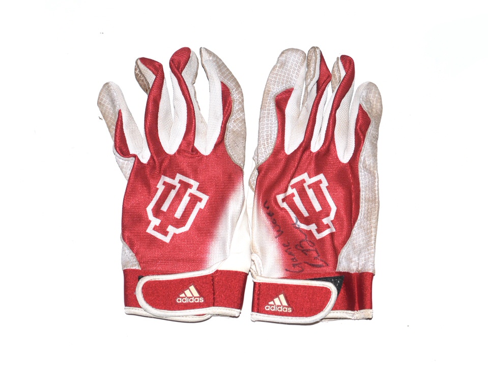 Cade Bunnell Game Worn & Signed Official Indiana Hoosiers Team Logo Adidas Gloves