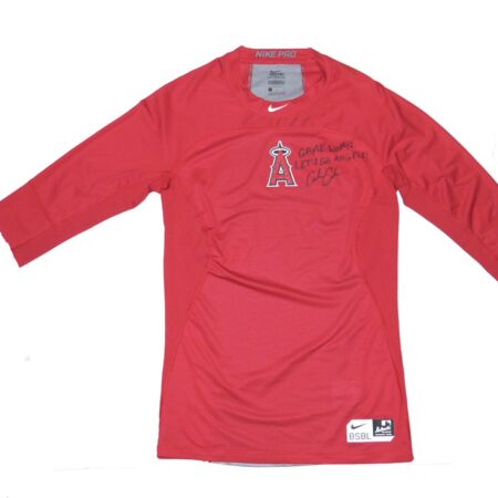 Coleman Crow 2022 Game Worn & Signed Official Los Angeles Angels Nike Pro Hypercool Compression Shirt