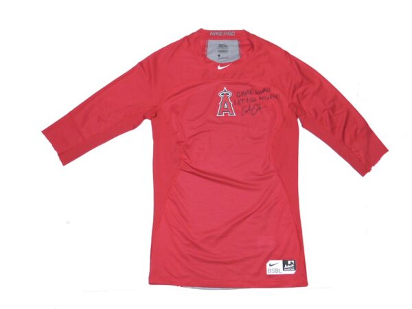 Coleman Crow 2022 Game Worn & Signed Official Los Angeles Angels Nike Pro Hypercool Compression Shirt