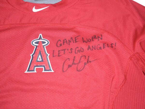 Coleman Crow 2022 Game Worn & Signed Official Los Angeles Angels Nike Pro Hypercool Compression Shirt