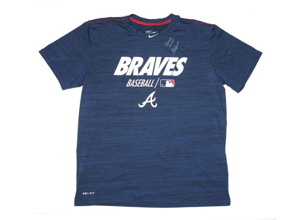 Javier Valdes 2022 Game Worn & Signed Official Blue Atlanta Braves Baseball  Nike Dri-Fit Shirt