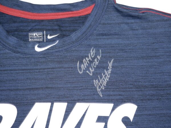 Javier Valdes 2022 Game Worn & Signed Blue Atlanta Braves Baseball Nike Dri-Fit Shirt1