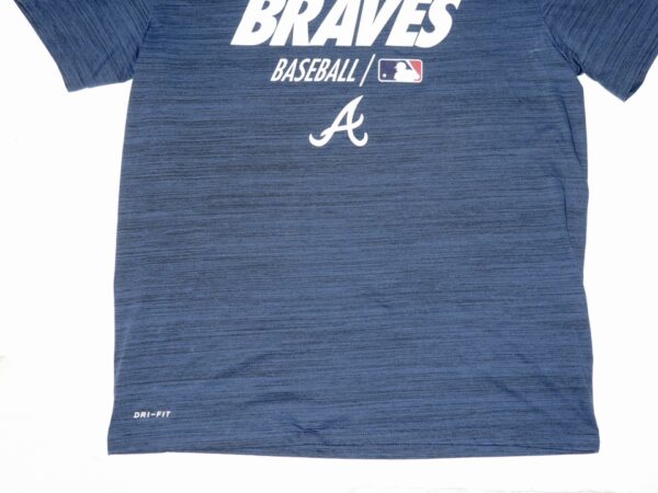 Javier Valdes 2022 Game Worn & Signed Blue Atlanta Braves Baseball Nike Dri-Fit Shirt