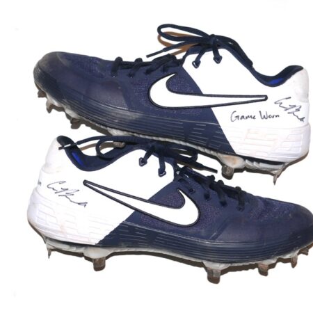 Cade Bunnell Augusta GreenJackets Game Worn & Signed Blue & White Nike Alpha Baseball Cleats