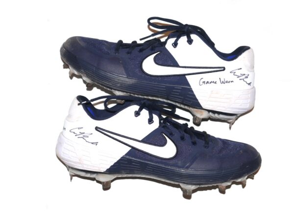 Cade Bunnell Augusta GreenJackets Game Worn & Signed Blue & White Nike Alpha Baseball Cleats