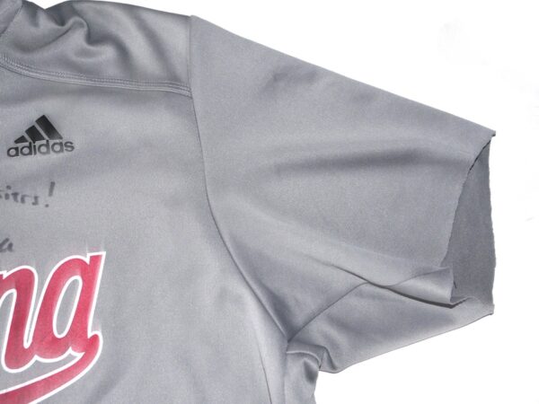 Cade Bunnell Team Issued & Signed Official Grey Indiana Hoosiers Lightweight Adidas Pullover Hooded Sweatshirt