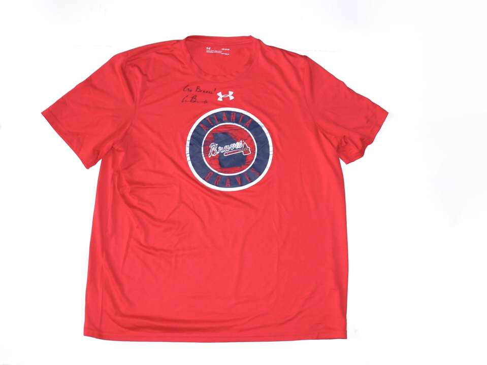 Cade Bunnell Team Issued & Signed Official Red Atlanta Braves Under Armour  HeatGear Shirt