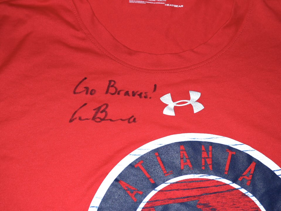 Cade Bunnell Team Issued & Signed Official Red Atlanta Braves Under Armour  HeatGear Shirt