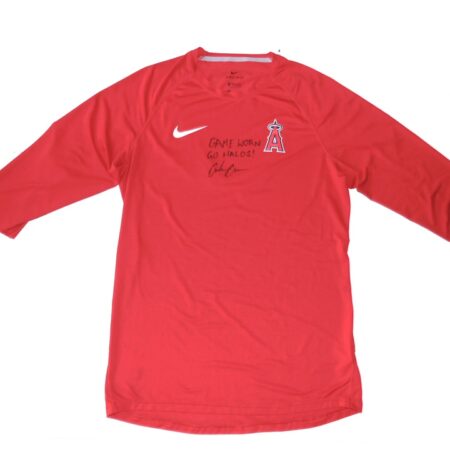 Coleman Crow 2022 Game Worn & Signed Official Los Angeles Angels Nike Dri-Fit Shirt