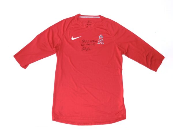 Coleman Crow 2022 Game Worn & Signed Official Los Angeles Angels Nike Dri-Fit Shirt