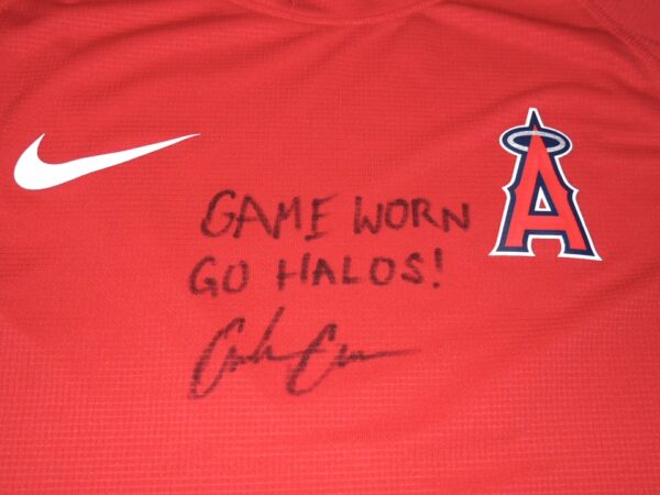 Coleman Crow 2022 Game Worn & Signed Official Los Angeles Angels Nike Dri-Fit Shirt