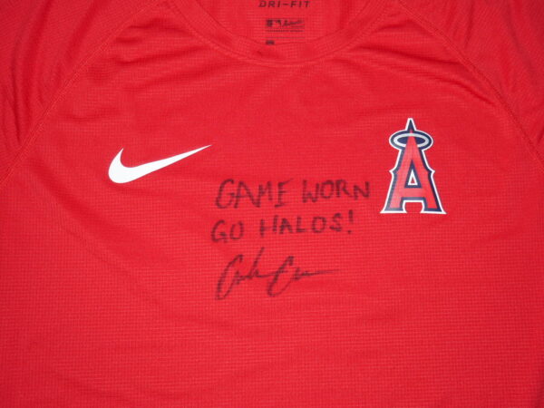 Coleman Crow 2022 Game Worn & Signed Official Los Angeles Angels Nike Dri-Fit Shirt