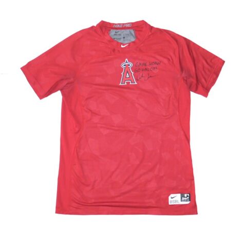 Coleman Crow 2022 Game Worn & Signed Official Los Angeles Angels Nike Pro Hypercool Fitted Shirt