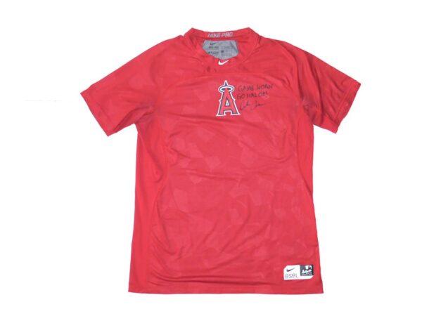 Coleman Crow 2022 Game Worn & Signed Official Los Angeles Angels Nike Pro Hypercool Fitted Shirt