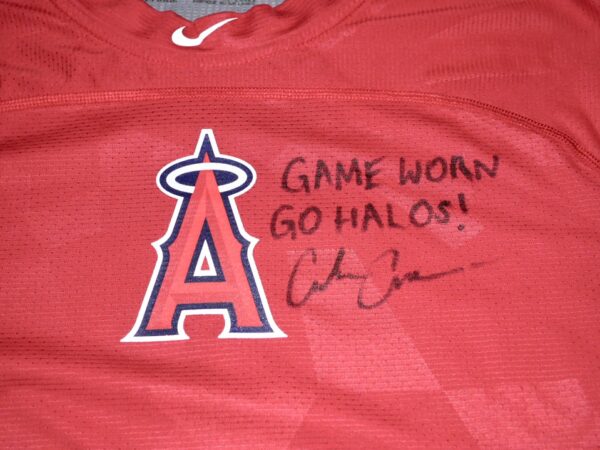 Coleman Crow 2022 Game Worn & Signed Official Los Angeles Angels Nike Pro Hypercool Fitted Shirt