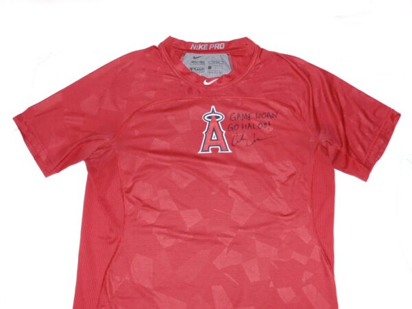 Coleman Crow 2022 Game Worn & Signed Official Los Angeles Angels Nike Pro Hypercool Fitted Shirt